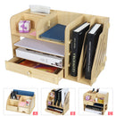 Wooden Desktop Organizer Pen Holder Office Supplies Storage Wooden Desk Organizer Home Office Supply Storage Rack with a Free Mobile Phone Holder