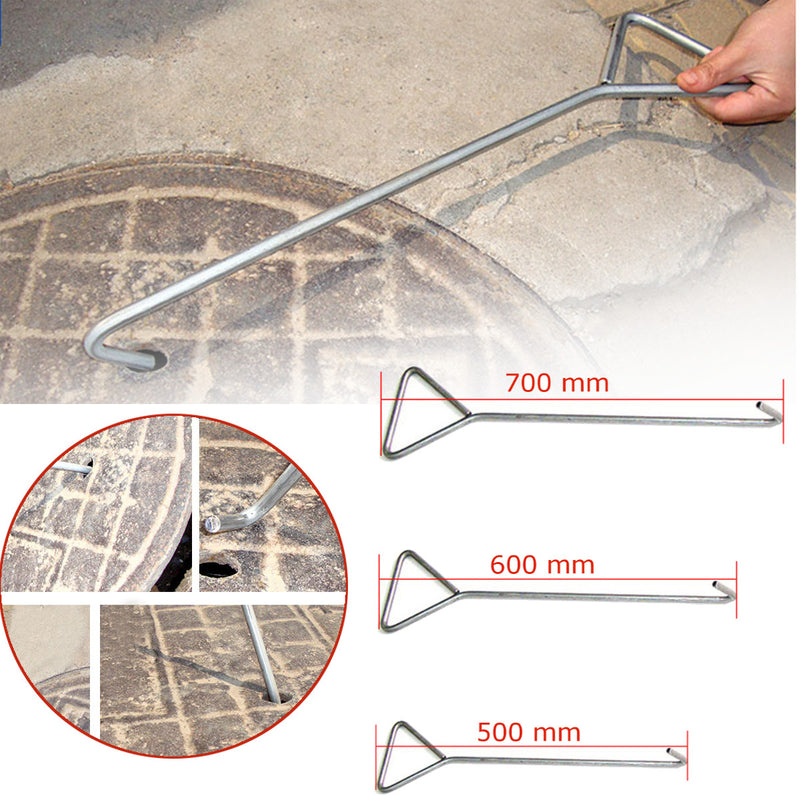 50/60/70cm Carbon Steel Manhole Sewer Cover Hook Clasp Handle Tool Anti-rust