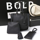 Women Fashion Handbag Shoulder Bag Purse Leather Tote Bag 4 Pieces (Black) K3R3