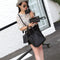 Women Fashion Handbag Shoulder Bag Purse Leather Tote Bag 4 Pieces (Black) K3R3