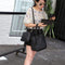 Women Fashion Handbag Shoulder Bag Purse Leather Tote Bag 4 Pieces (Black) K3R3