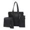 Women Fashion Handbag Shoulder Bag Purse Leather Tote Bag 4 Pieces (Black) K3R3