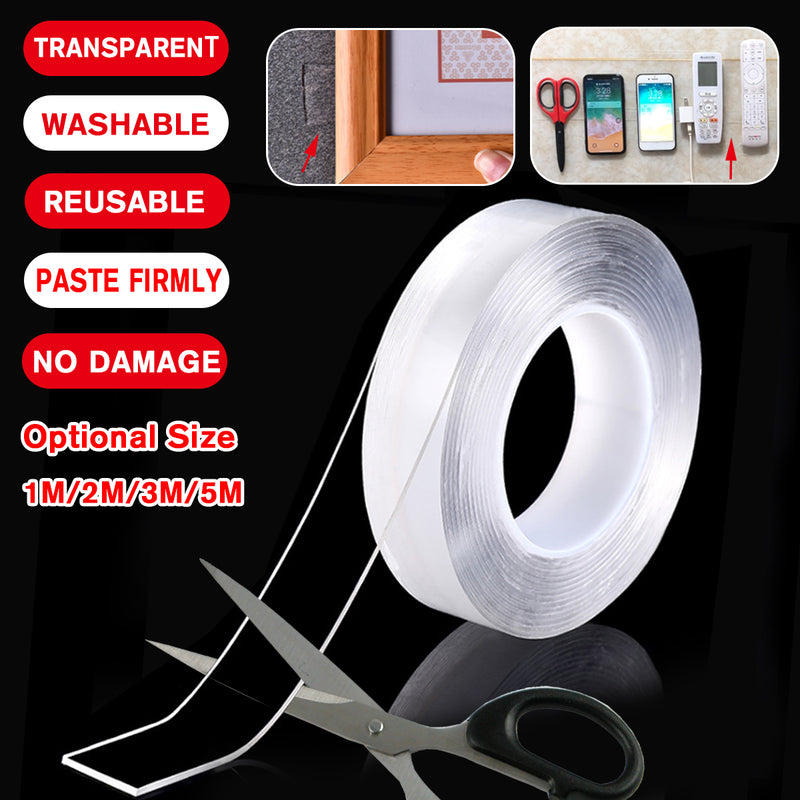 1/2/3/5M Transparent Double Sided Nano PU Gel Tape Anti-slip Fixed Adhesive 30mm