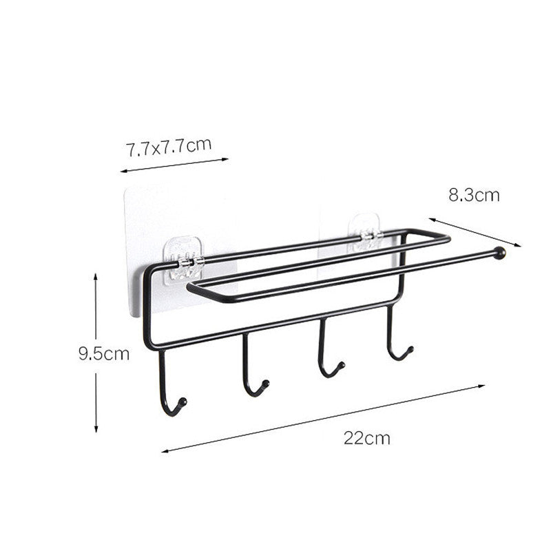 Hook Rail Bathroom kitchen organizer Multi-function paper towel holder Wall