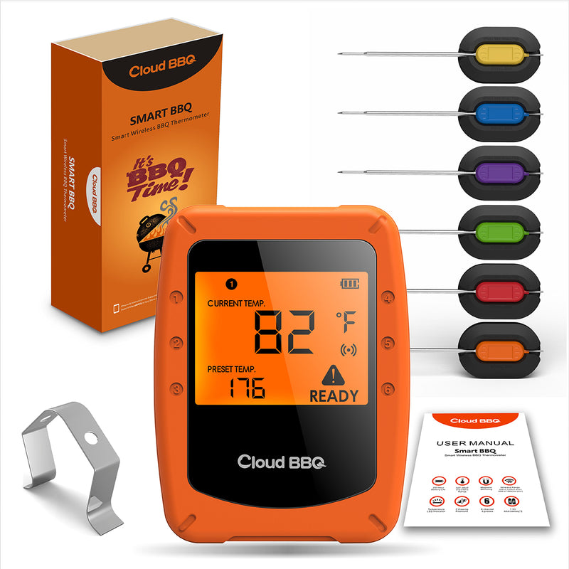 6 Probes Wireless Smart BBQ Thermometer Oven Meat Food bluetooth Wifi For IOS Android