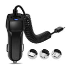 Auto Fast Charging Car Charger with Retractable Cable Phone Charger USB Wit