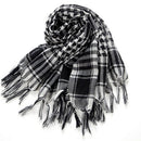 Unisex Scarf Cotton Lightweight Plaid Tassel Arab Desert Shemagh,Black Y1O6