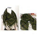 Unisex Scarf Cotton Lightweight Plaid Tassel Arab Desert Shemagh, Green S2Y1