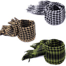 Unisex Scarf Cotton Lightweight Plaid Tassel Arab Desert Shemagh, Green S2Y1
