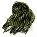 Unisex Scarf Cotton Lightweight Plaid Tassel Arab Desert Shemagh, Green S2Y1