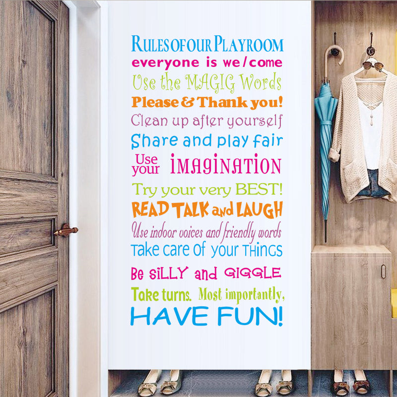 Miico FX1248 House Rules Wall Sticker Letter Proverbs Decorative Sticker Bedroom Decoration