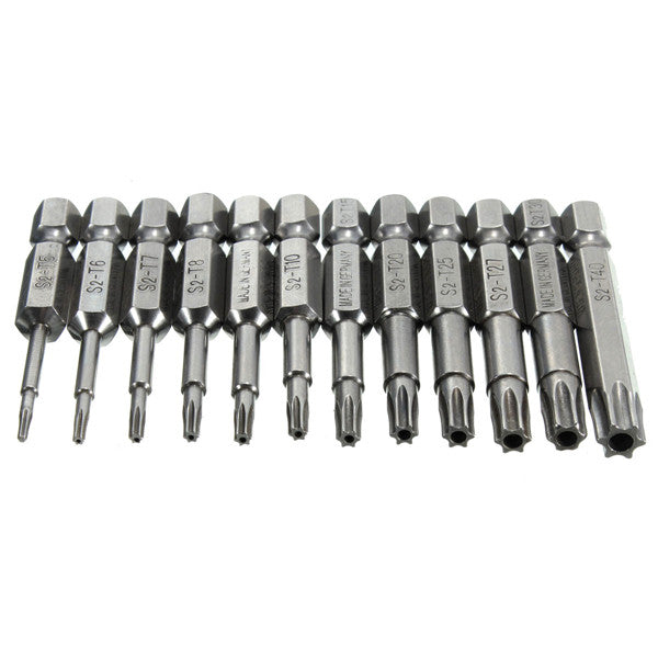 12pcs 1/4 Inch 50mm T5-T40 Magnetic Torx Screwdriver Bits Set