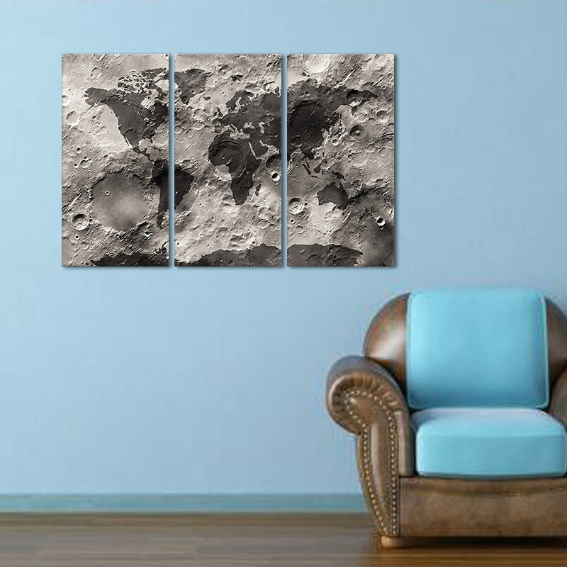 Miico Hand Painted Three Combination Decorative Paintings Lunar Surface Wall Art For Home Decoration