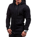 Men Fashion Hip Hop Pocket Zip Up Hooded Sweatshirt Casual Solid Long Sleev A3L9
