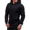 Men Fashion Hip Hop Pocket Zip Up Hooded Sweatshirt Casual Solid Long Sleev A3L9