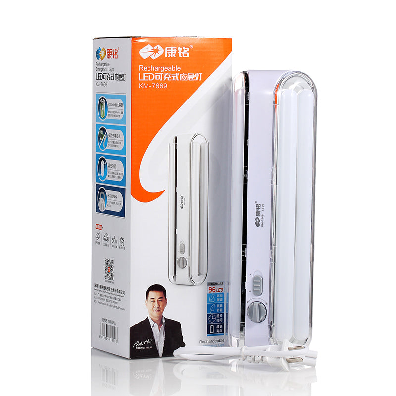 KM-7669 96 LEDs Outdoor Camping Double Sided Lighting Portable Emergency Flashlight 4400mAh Battery