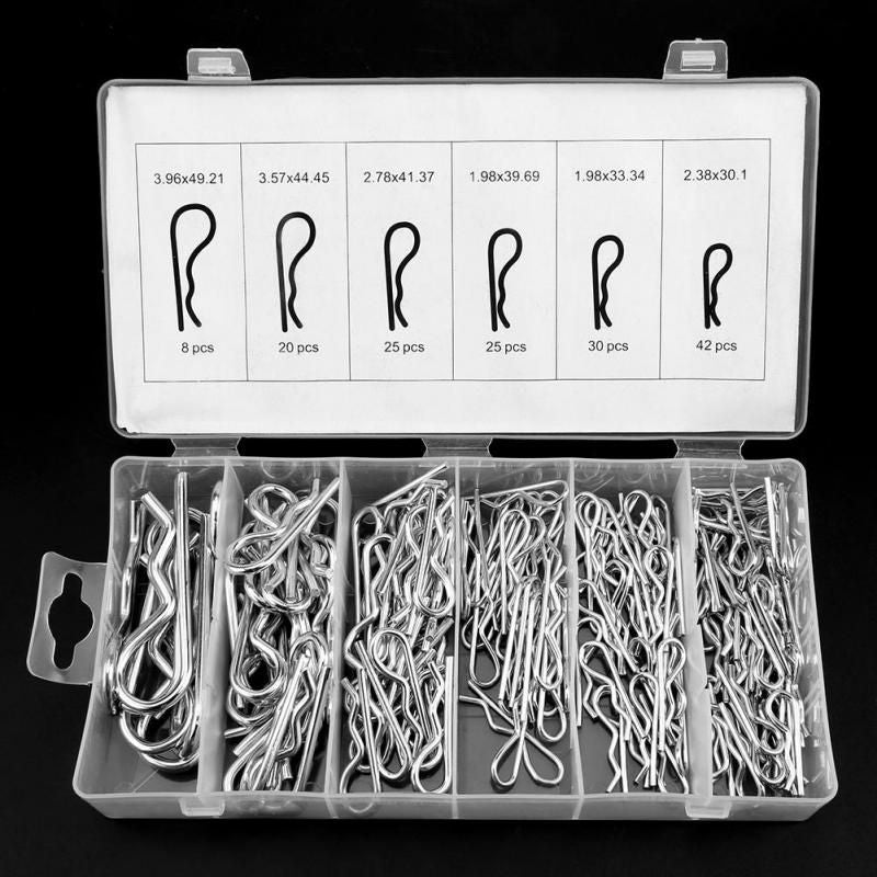 1 Set of 150Pcs R Cotter Pins Tractor Pin Clips with Plastic Box Assortment