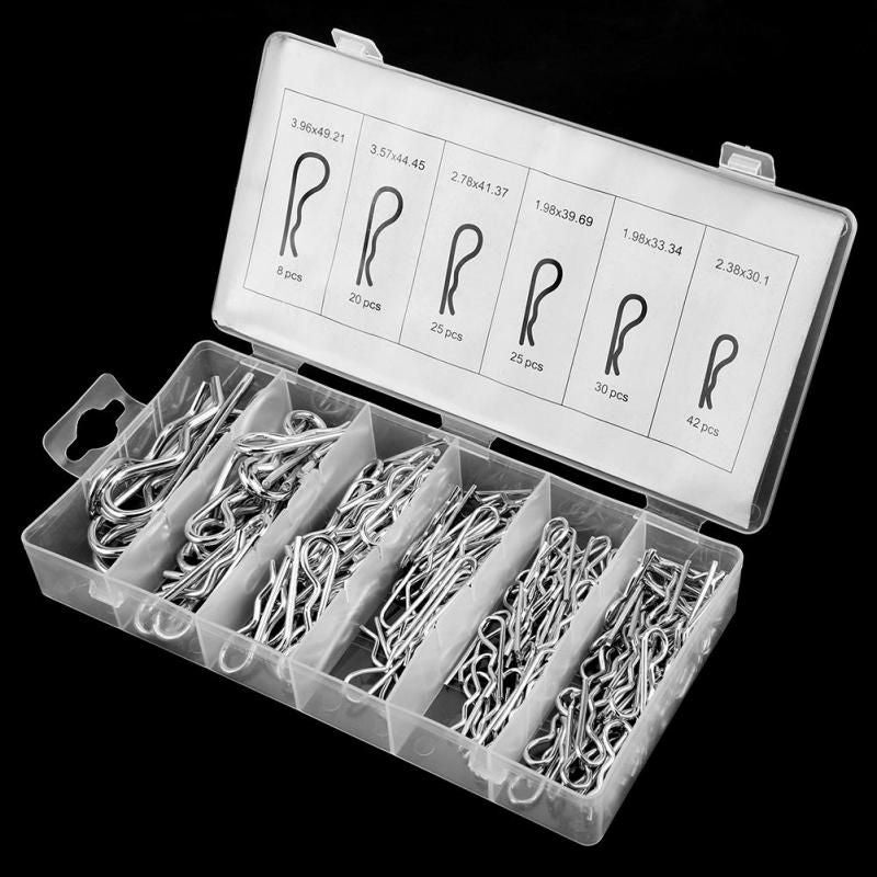 1 Set of 150Pcs R Cotter Pins Tractor Pin Clips with Plastic Box Assortment