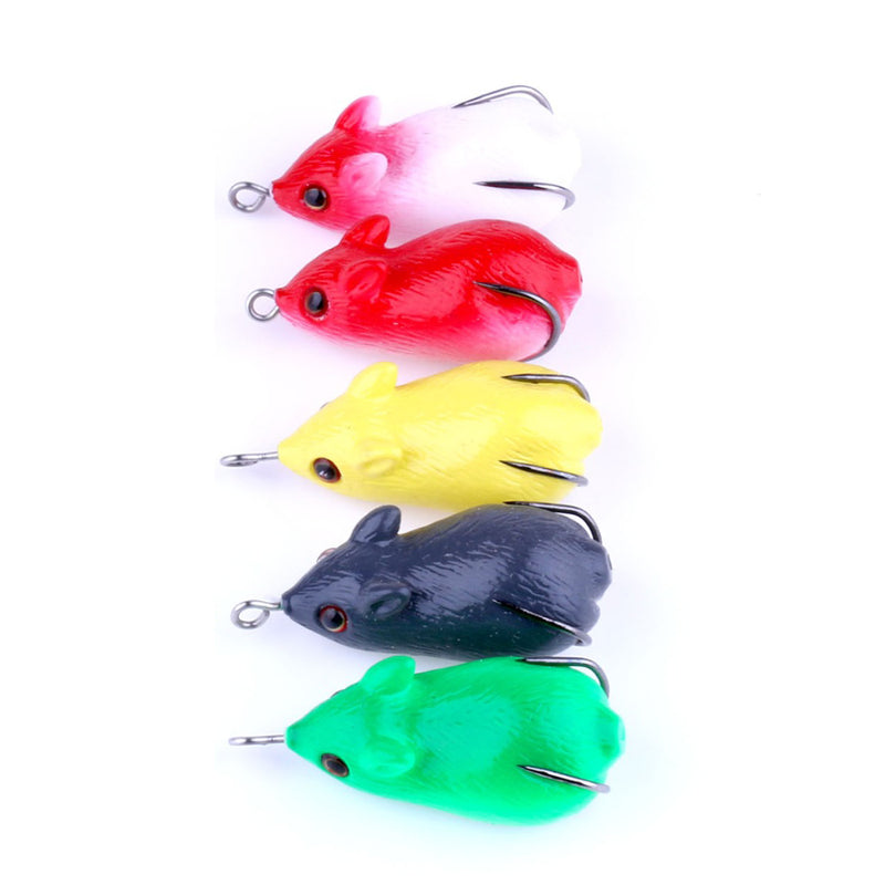 FO0125B 5Pcs/Set 5CM 8.5G 3D Eye Rubber Mouse Frog Lure Fishing Lure Topwater Artificial Soft Bait