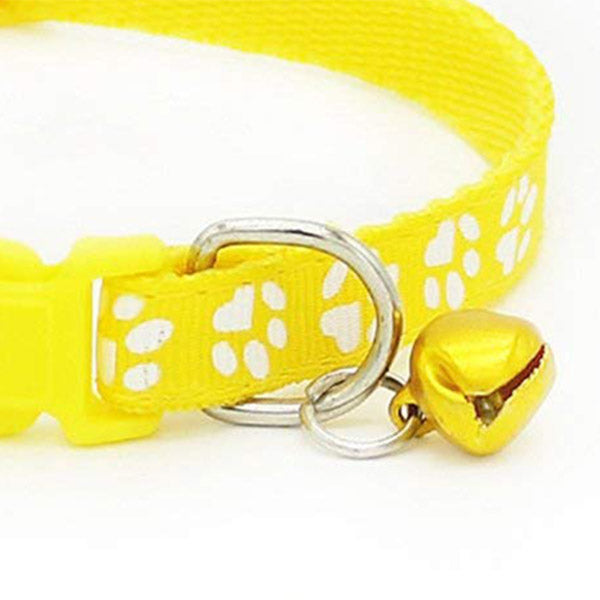 2 Pack Adjustable Cat Collar with Bell, Fashion Paw Print Design Pet Collar Z5A8