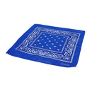 Sapphire blue bandana scarf with square black white paisley pattern on both