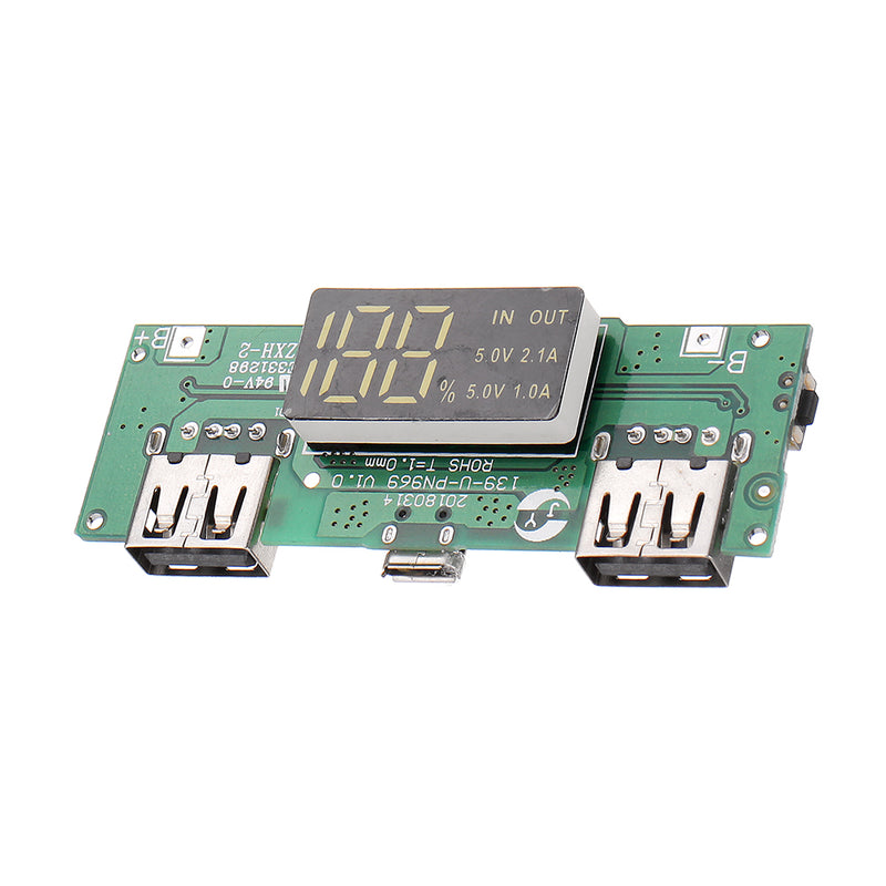 LED Dual USB 5V 2.1A Micro USB Input Power Bank 18650 Battery Charger Board Overcharge Overdischarge Short Circuit Protection