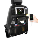 PU Leather Car Back Seat Organizer Black 10 Pockets Hanging Bags Storage Baskets with 4 USB Port