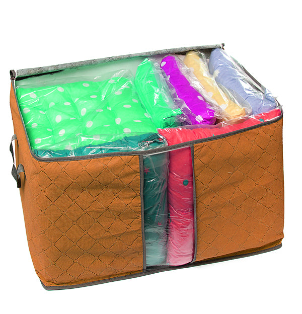 Foldable Clothes Storage Bag Pillow Blanket Quit Closet Organizer Pouch