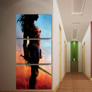 Miico Hand Painted Three Combination Decorative Paintings Wonder Woman Wall Art For Home Decoration