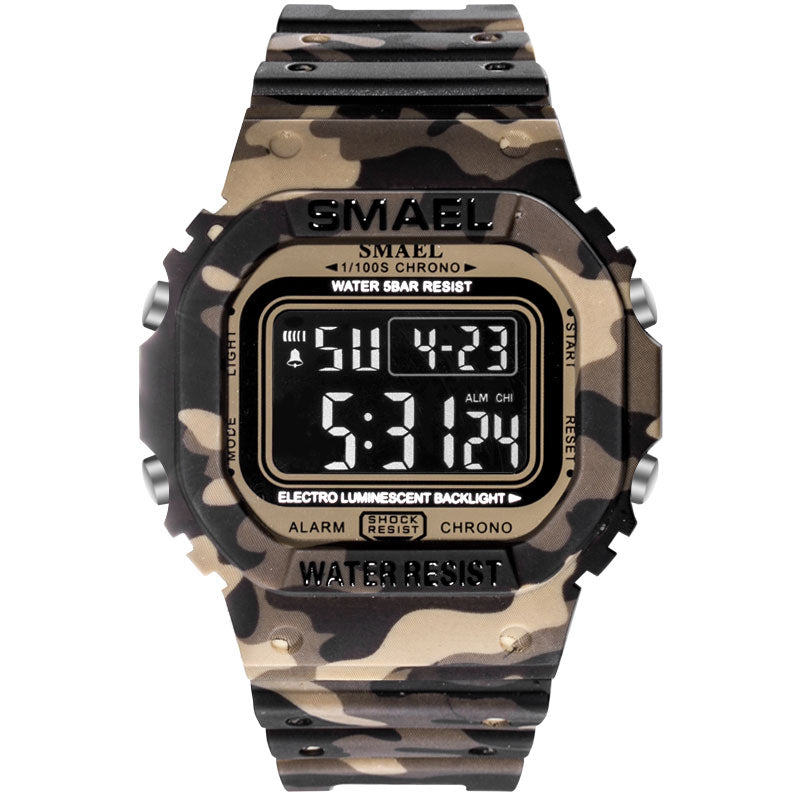 SMAEL 1801 Men Camouflage Cowboy Style Luminous 5ATM Waterproof Digital Watch