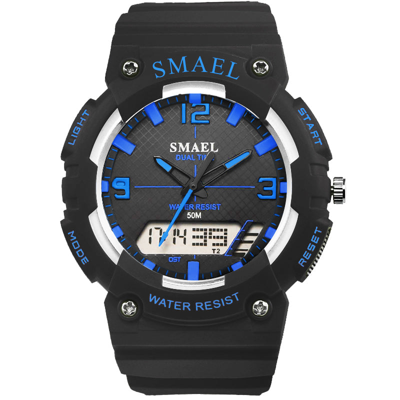 SMAEL 1539 Student Sport Watch Casual Style Waterproof Digital and Analog Dual Display Wristwatch