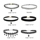 6 Pieces Choker Necklace Set Stretch Velvet Classic Gothic Tattoo Lace Chok