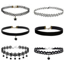 6 Pieces Choker Necklace Set Stretch Velvet Classic Gothic Tattoo Lace Chok