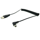 5FT/1.5M Spring Coiled USB Cable, USB 2.0 A Male Plug to DC Power Jack 5.5m