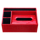 PU Leather Multi-function Tissue Box Desktop Living Room Remote Control Box Wooden Storage Paper Extractio