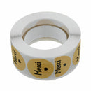 500Pcs/Set French Merci Stickers Roll Kraft Paper Round Sealing Commercial Labels