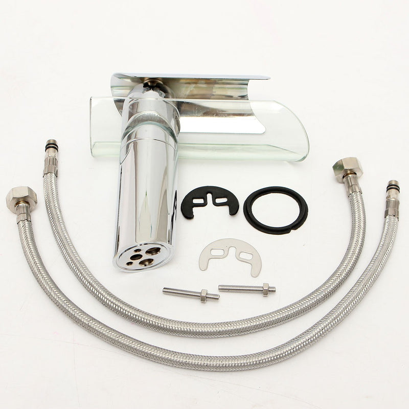 Chrome Solid Brass Glass Faucet Waterfall Bathroom Kitchen Basin Sink Mixer Tap
