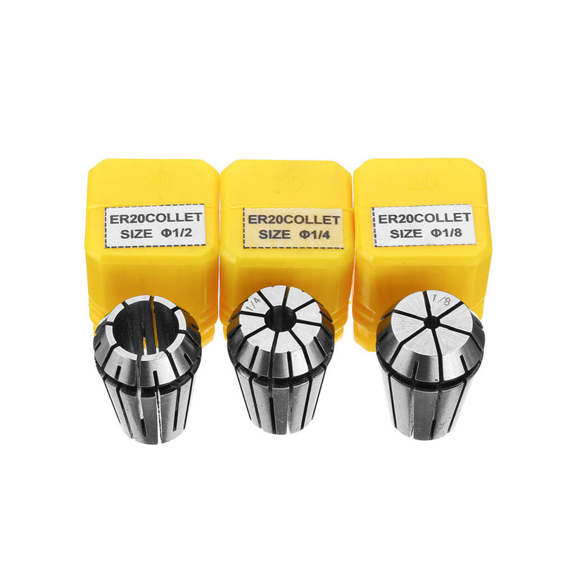 3pcs ER20 1/8 Inch 1/4 Inch 1/2 Inch CNC Spring Collet Carving Machine Milling Chuck Collet
