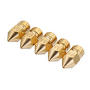 5PCS 1.75mm/0.5mm Copper MK8 Thread Extruder Nozzle For 3D Printer