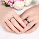 Gold Black Stripe Stainless Steel Couple Ring Women Jewelry Birthday Dating Gift