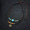 Vintage Beaded Pendant Necklace Wax Rope Irregular Copper Coin Charm Necklace Ethnic Jewelry for Men
