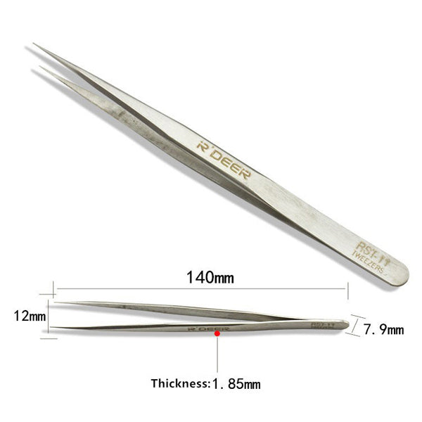 6pcs R'DEER RST10-15 High-Precision Stainless Steel Pointed Tweezers Electronics Tweezers Set