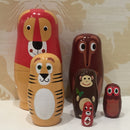 6PCS/Set Cute Wooden Animal Paint Nesting Dolls Decorations Russian Doll Matryoshka Hand Paint Toys