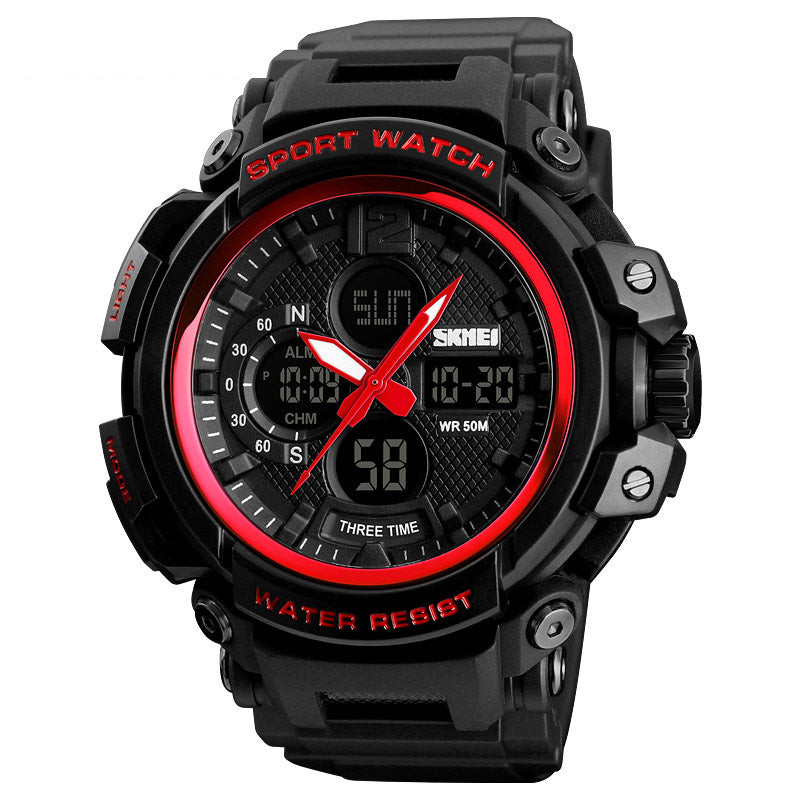SKMEI 1343 Digital Watch Dual Display Chronograph 3 Time Waterproof Alarm Digital Quartz Wrist Watch