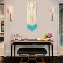 18'' Beige Blue Handmade Macrame Wall Hanging Cotton Tapestry Bohemian Art Decor