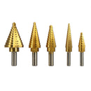 Drillpro 6pcs HSS Titanium Coated Step Drill Bit With Center Punch Drill Set Hole Cutter Drilling Tool