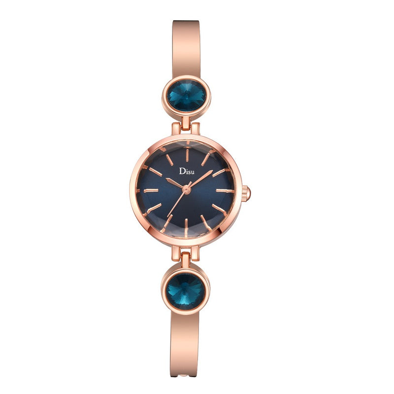 Elegant Big Crystal Alloy Strap Slim Ladies Dress Bracelet Women Simple Dial Quartz Watch