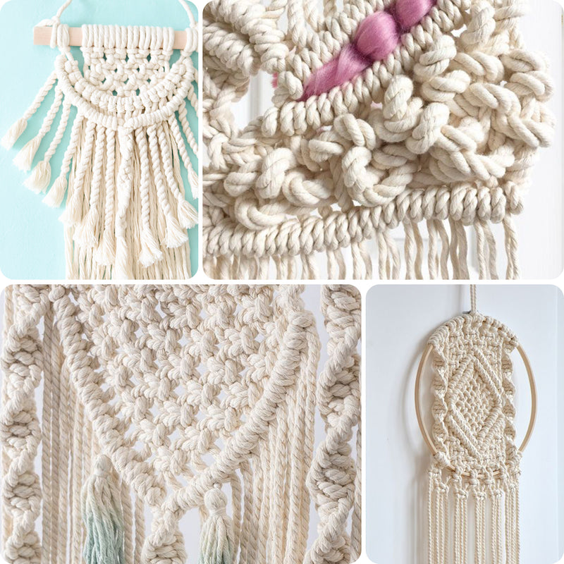 Cotton Rope 8mm Natural Beige Twisted Cord DIY Craft Macrame Handmake String 45m Decorations