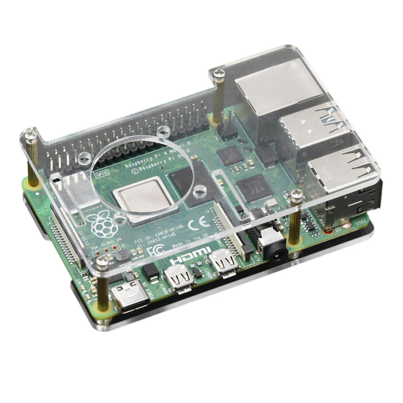 Transparent 2-Layer Acrylic Shell Support Fan for Raspberry Pi 4B 3D Printer