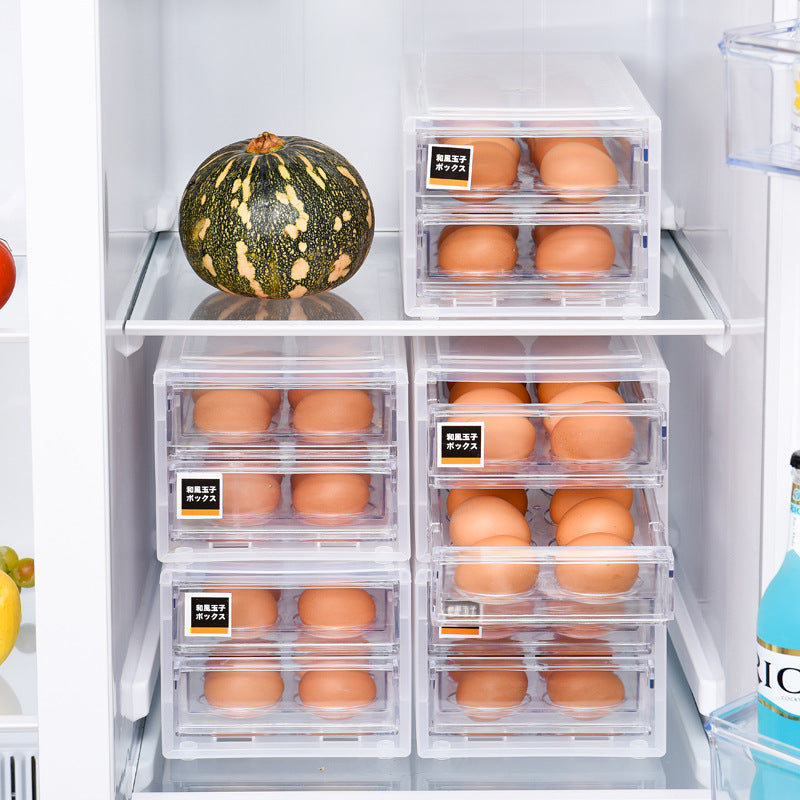 Draw Design Kitchen Egg Storage Rack Refrigerator Freezer Storage Box